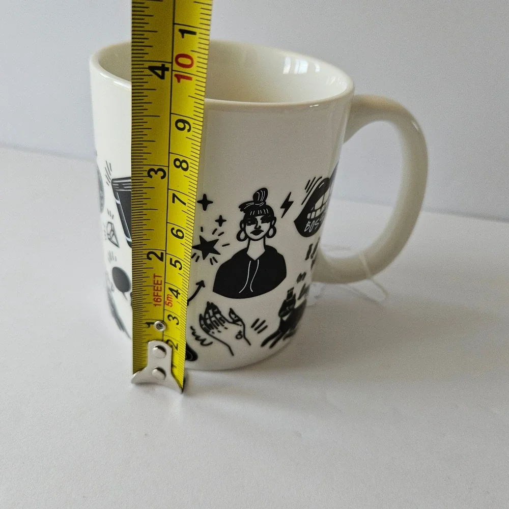 RARE ERNESTO Girl Power Ceramic Coffee Mug Cup Black Cat Lazy Queen Slay‎ Bossy